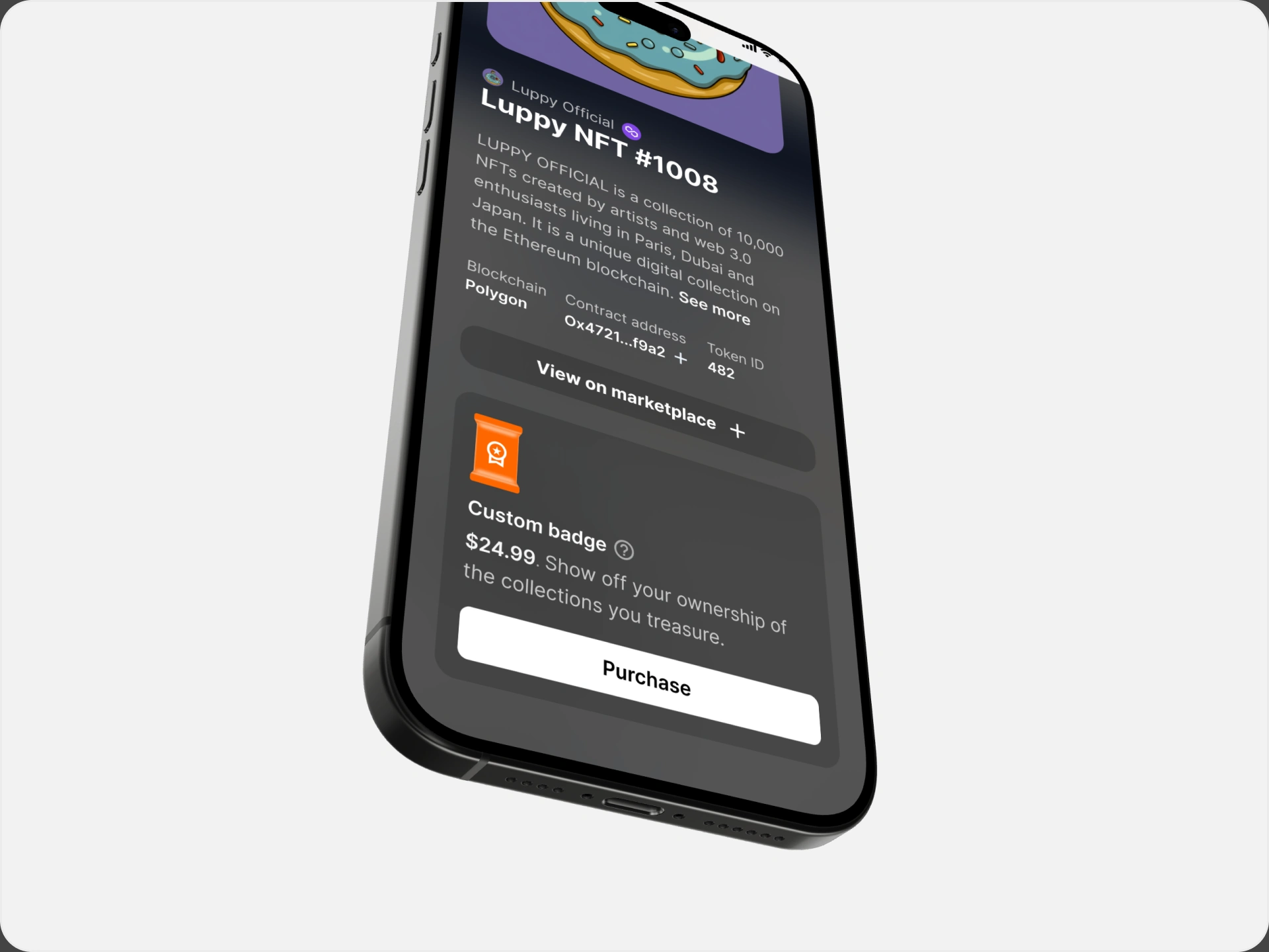 Mobile NFT collection view.